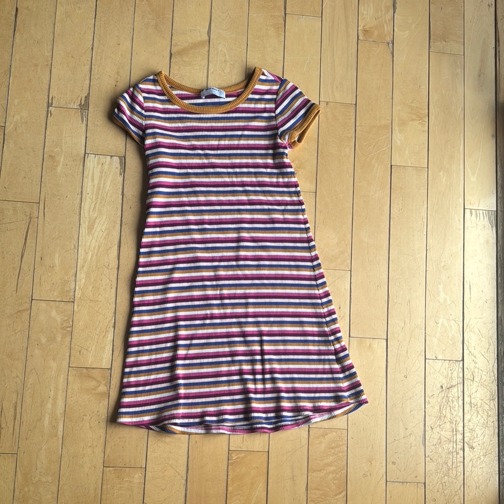 Striped Kids Dress with Multicolor Accents